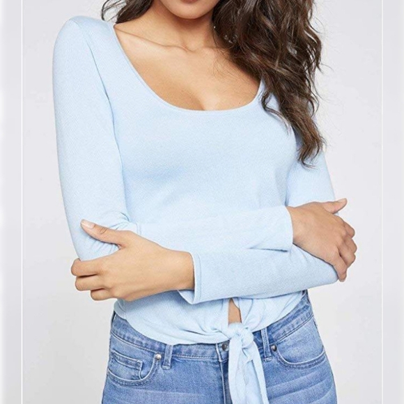 G by GUESS Allie Scoop Neck Front Tie Sweater - Picture 3 of 4